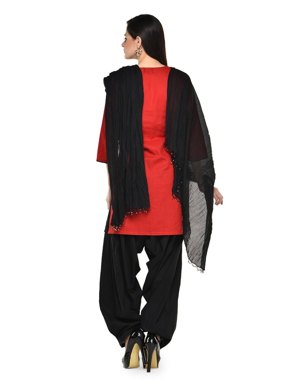 stylenmart women cotton solid full patiala salwar dupatta set