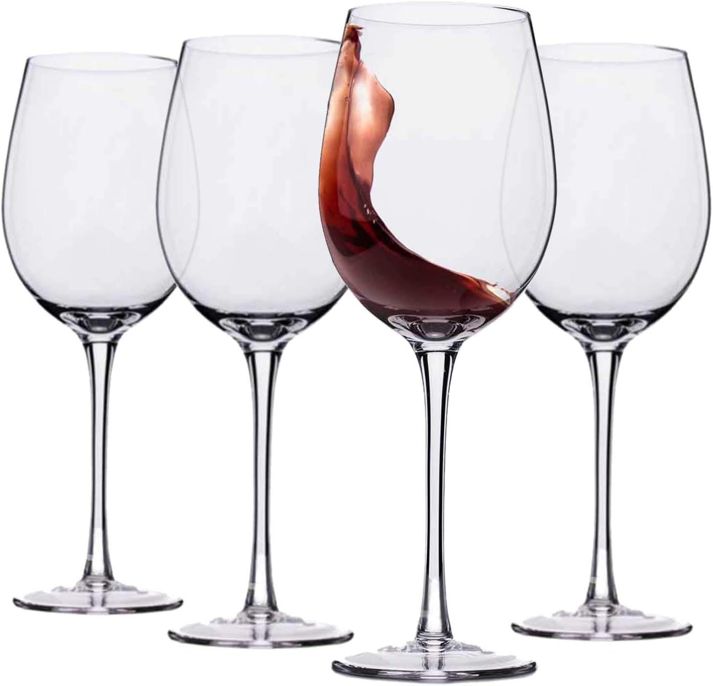 Hand Blown Italian Style Crystal Red or White Wine Glasses - Lead-Free Premium Crystal Clear Glass - Set of 4 - 18 Ounce - Safer Packaging for Any Occasion