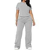 BXBY Two Piece Sets for Women Summer Pleated Ruffle Hem Sleeveless Top Wide Leg Pant Outfits Casual Vacation 2025 Tracksuit
