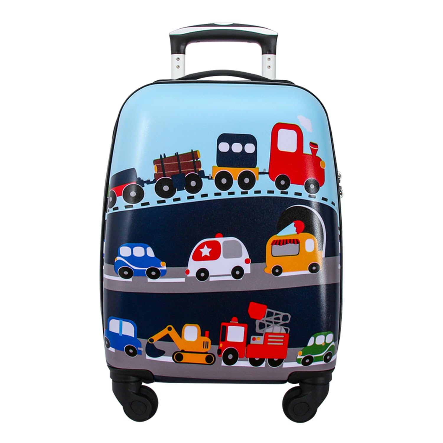 Lttxin Kids Rolling Luggage with Wheels Hard Shell Carry On Suitcase 18 inch for Toddler Boys Veholes