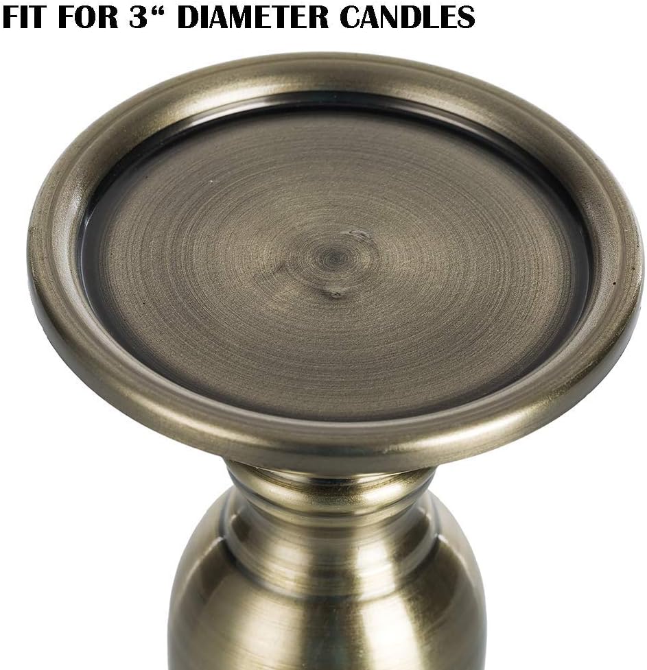Nuptio Bronze 2 Pcs Iron Pillar Candle Holders, Ideal for 80mm Pillar Candles or Flameless Led Candles - Image 5