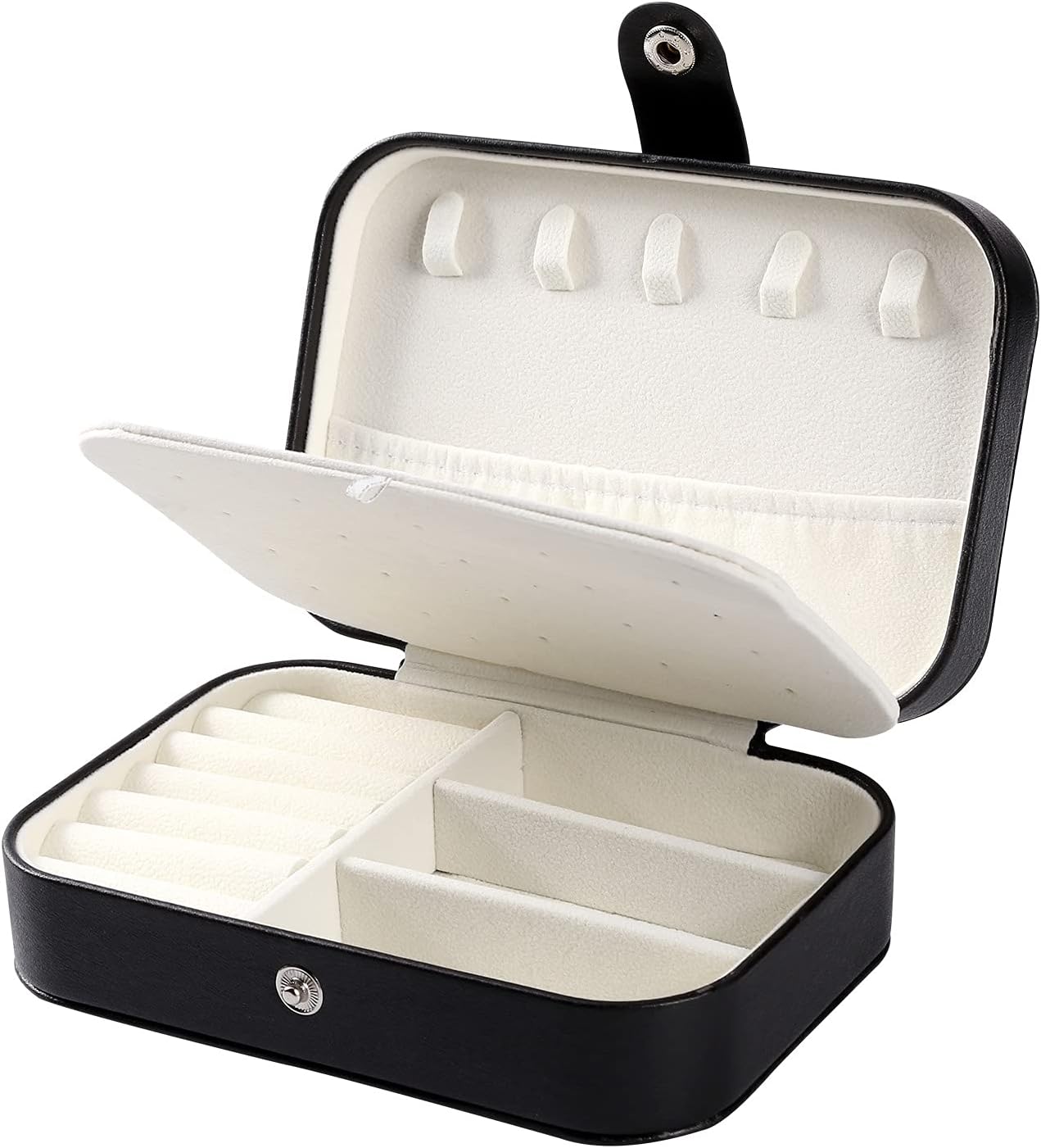 PU Square Jewelry Box Earring Organizer Necklace Bracelet Container (Black): Home Improvement