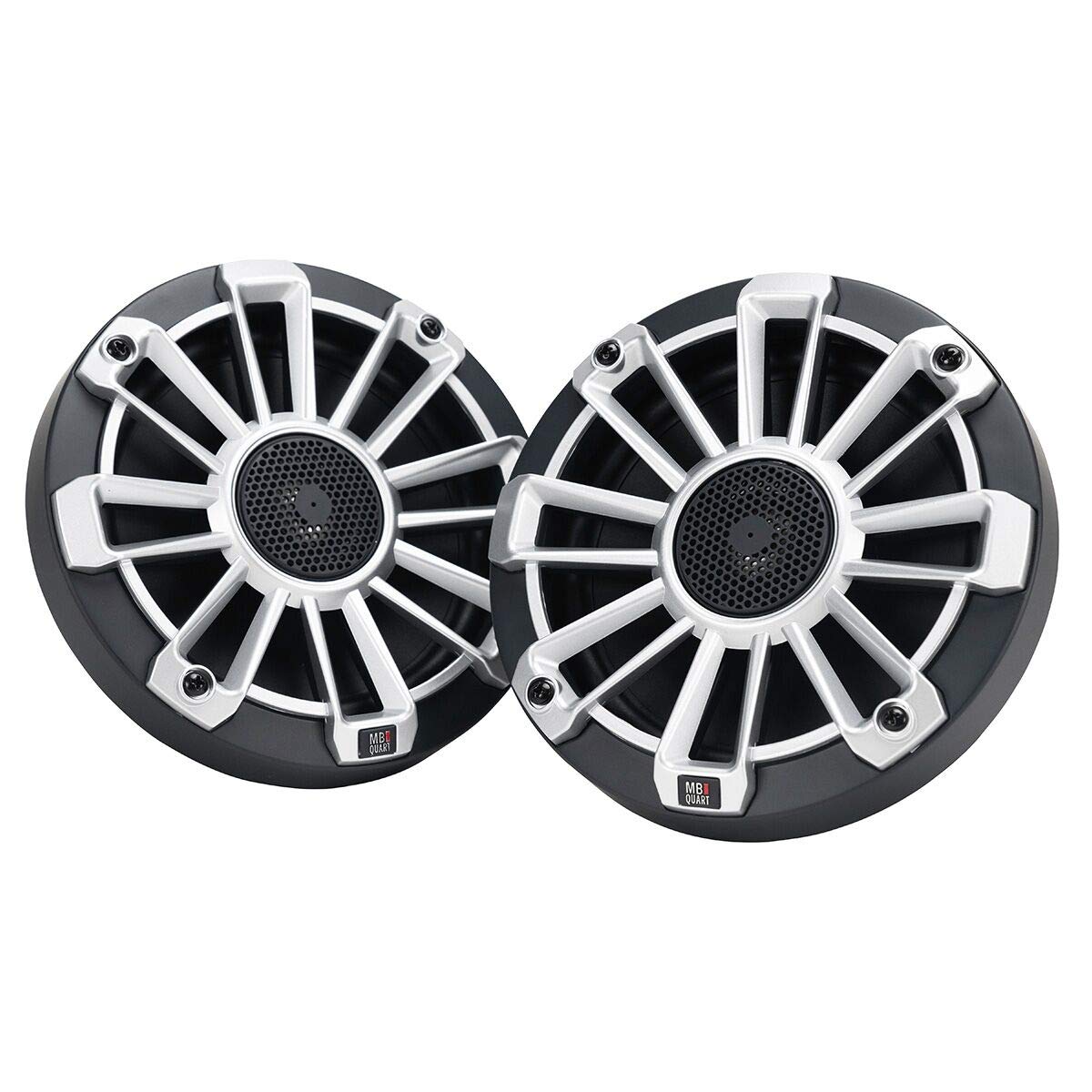 MB Quart NP1-116 Nautic Premium Outdoor Waterproof 6.5 Inch Coaxial Marine Speaker Pair with 3 Removable Grill Color Options, Black