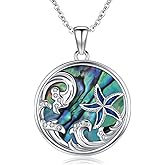 YYmqmq Ocean Necklace 925 Sterling Silver Wave Pendant Necklace Ocean Jewelry Beach Gifts for Women Friends Mom