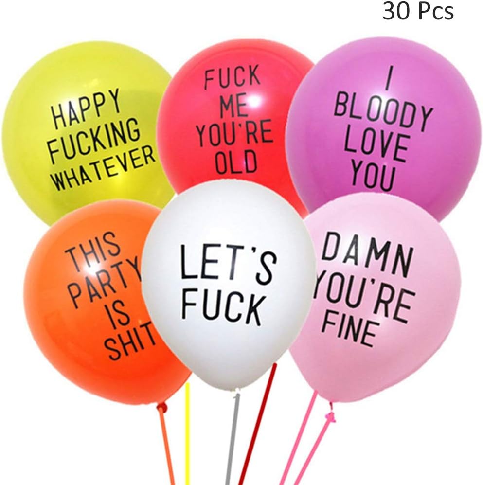 Kicpot 30Pcs Abusive Balloons, Funny Birthday Balloon Assorted Colorful