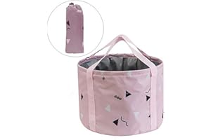DOROSUN 14L Collapsible Feet Soaking Bag Tub with Handles for Girls Women, Portable Pedicure Foot Spa Soak Bath Foldable Basin Bucket for Travel Camping, Pink