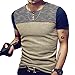 LOGEEYAR Mens Premium Fitted Short-Sleeve Contrast Color Stitching T-Shirt (M, Navy Blue)