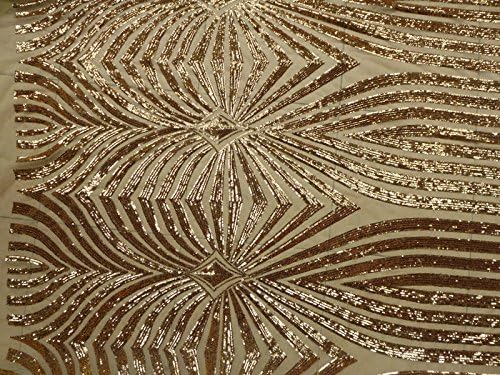 Gold 3mm Sequin on Yellow Embroidery Fabric Stage Performances 51''fashion Beautiful Dress Fabric Sales By the Yard