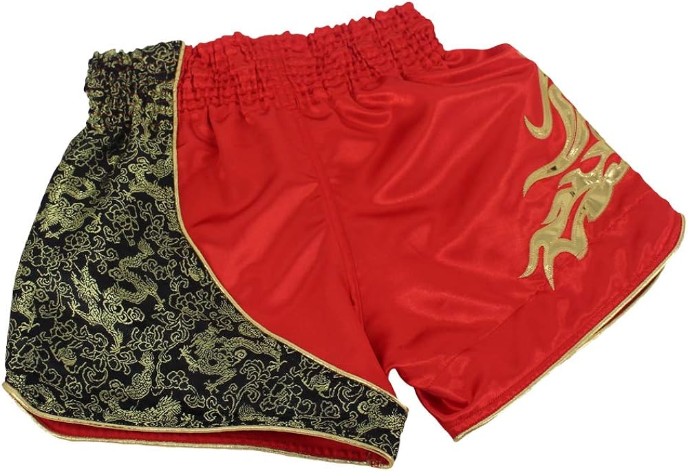 SOTF Muay Thai Fight Shorts for Kids Men Elastic Waist Kickboxing MMA Shorts: Clothing
