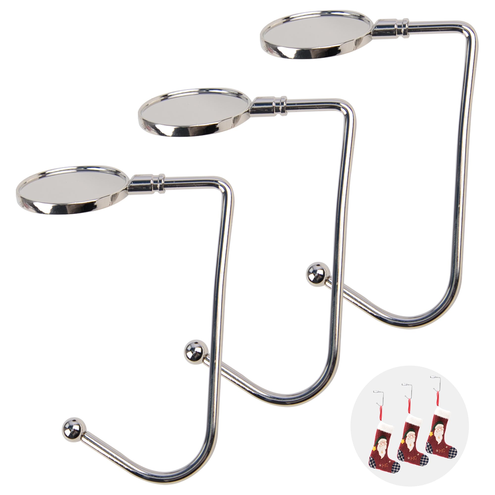 KEYIDO Stocking Hangers for Fireplace Christmas Stocking Holder for Fireplace Mantle Metal Xmas Stocking Hooks for Hanging with Anti Skid Safety Hang Grip