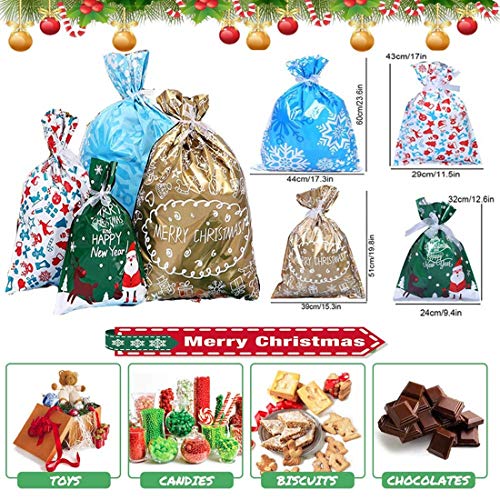 Bivan 30 Pieces Party Gift Wrapping Bags, Large Size Assorted Styles Present Bags with Ribbons, Favor Pouch Goody Bags for Birthday Party Holiday Decorations