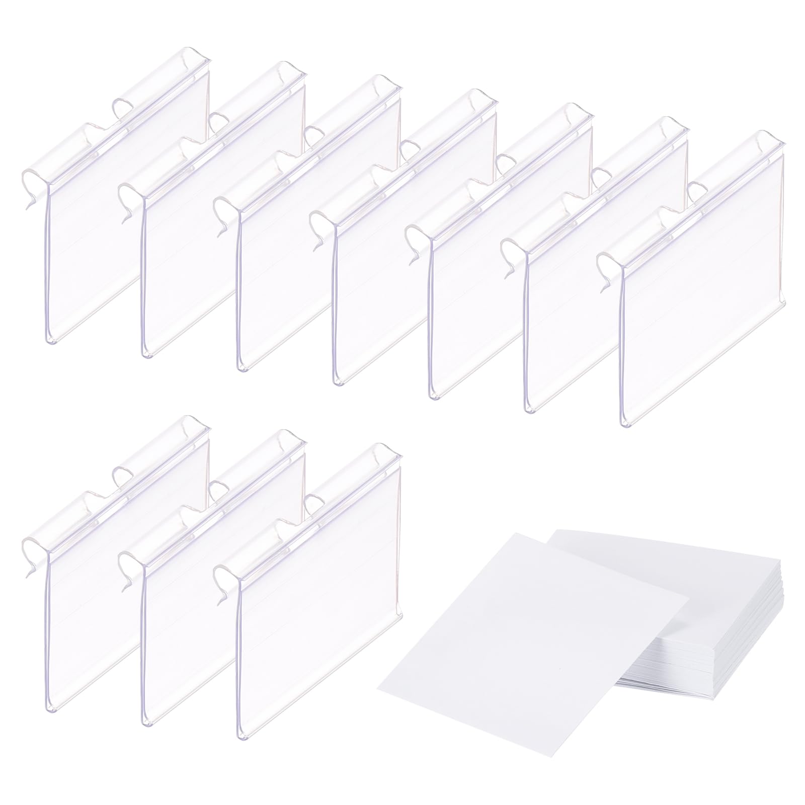 PATIKIL 50 Pcs Wire Shelf Label Holder, Plastic Storage Bins Clip Merchandise Sign Display Holder Label Holders for Market, Retail Shop, and Pantry(1.65x1.65 inch)