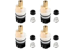 COOLFELL 4 Pack RP25513 Faucet Stem Replacement, Compatible with Delta Two Handle Faucet and RP24096 Faucet Cartridge, Faucet Repair Kit, with RP24097 Turn Stop 1/4 and 4 × RP4993 Seat and Spring