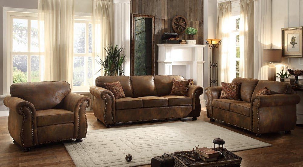 Amazon Com Homelegance Corvallis Sofa With 2 Pillows In Brown