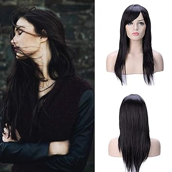 23 Inch Hair Full Wigs Long Straight Daily Wear Synthetic Medium