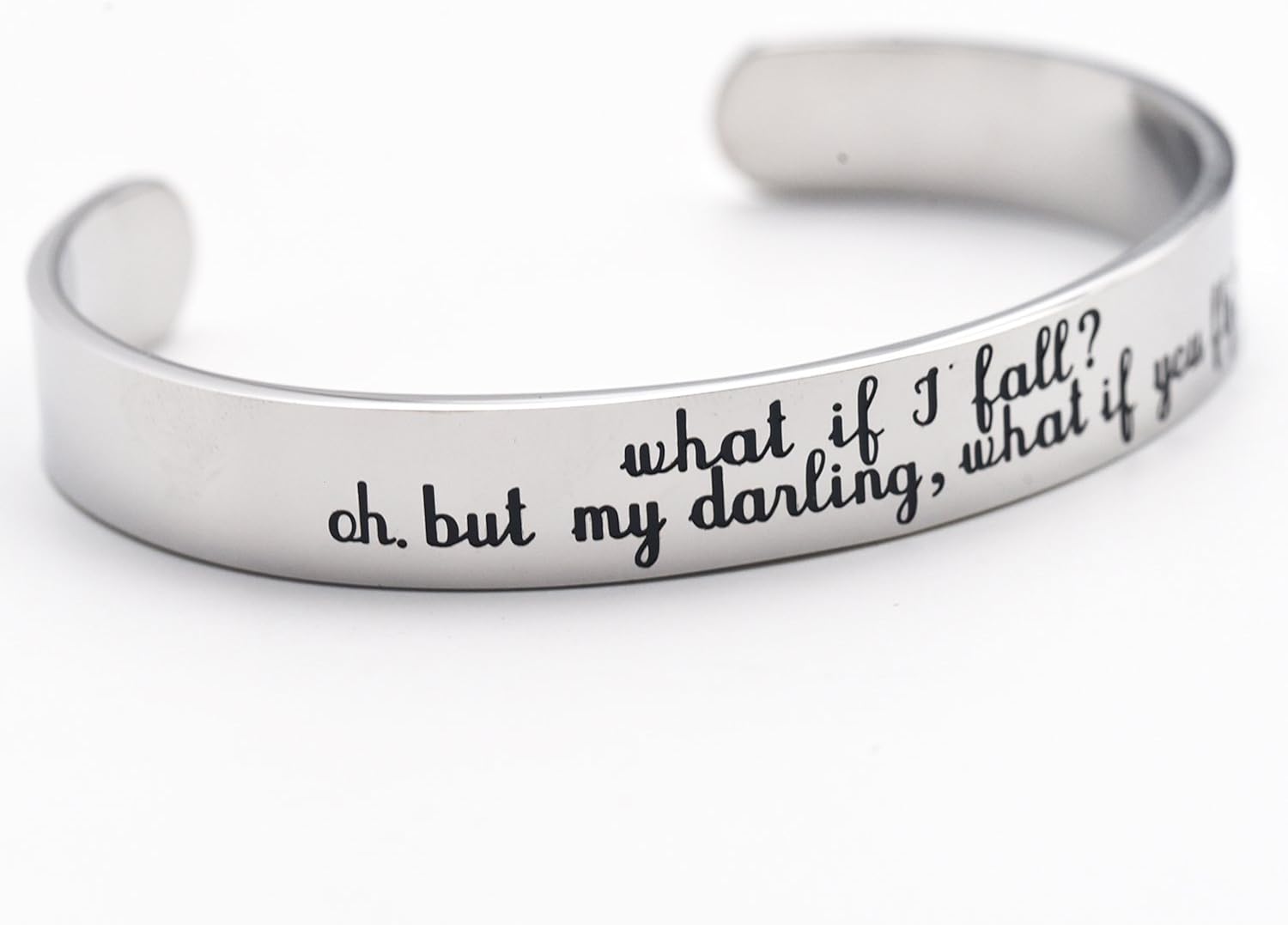 LParkin Inspirational Bracelets For Women Graduation Gifts Cuff Bracelet What If I Fall Oh But My Darling What If You Fly spiritual Gift for women - Image 4