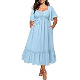 Plus Size Summer Dresses - Maxi Casual Wedding Guest Graduation Easter Long Dress with Pockets