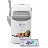 Litter Genie Platinum Stainless Steel Pail with Easy Roll Refill, 12 bags | Odour-locking stainless steel pail holds up to 8 days of litter and includes tear-off bags lasting up to 3 months for 1 cat.