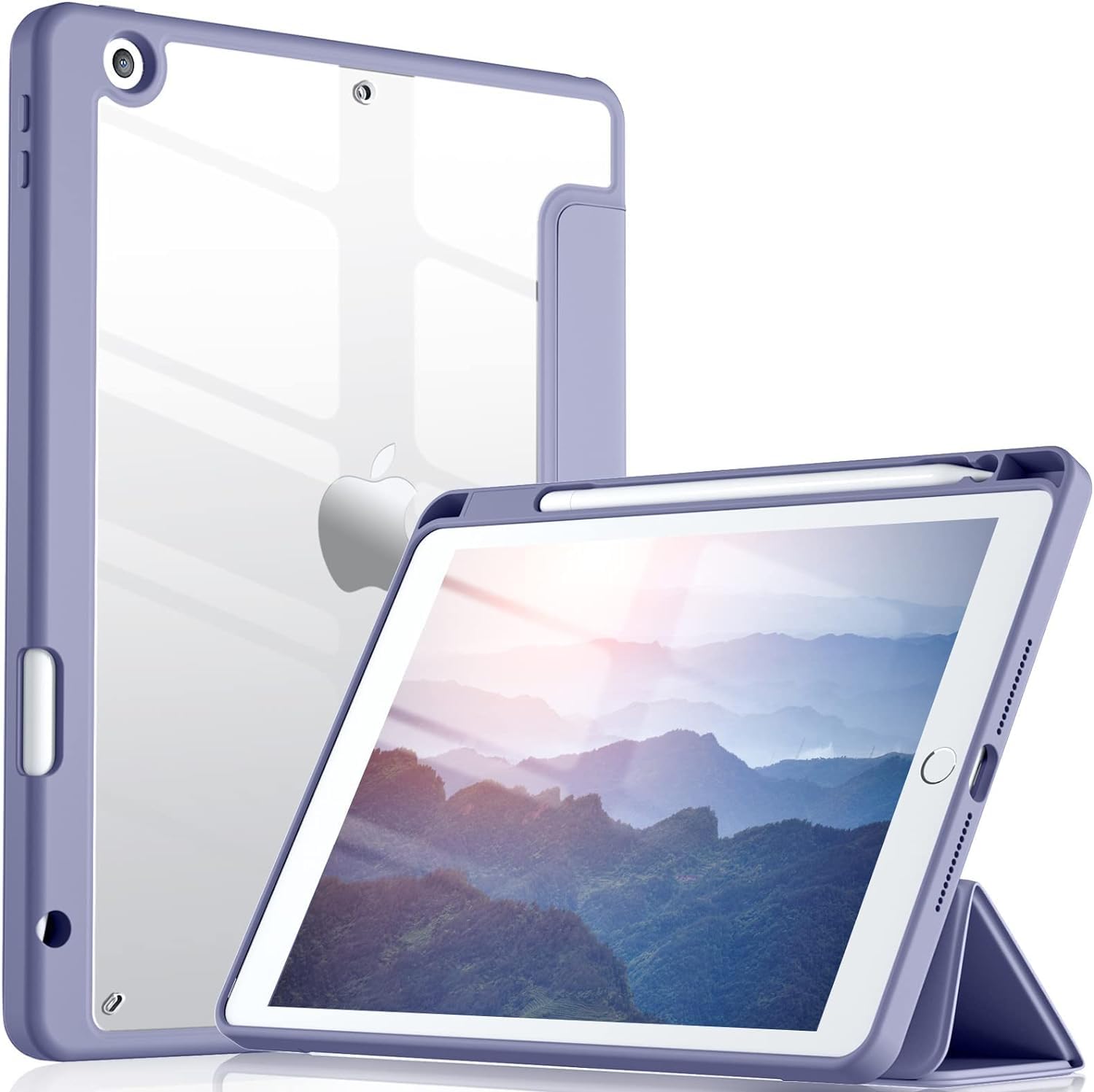 Brand Smart Case for iPad 9.7-Inch, Auto Sleep/Wake, Shockproof Transparent Back Shell Tablet Cover (Grey)