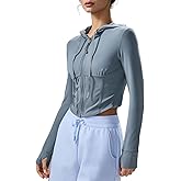 altiland Workout Corset Full Zip Jacket for Women - Hooded Athletic Running Yoga Crop Top