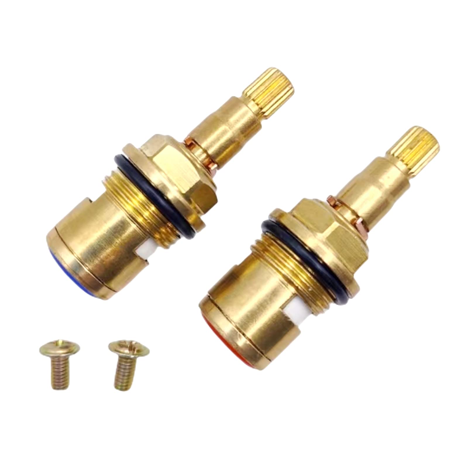 2 Pieces Ceramic Tap Cartridge Replacement Brass Tap Glands Repair Kit 1/4 Turn Tap Cartridge with Screws for Bathroom Kitchen (Long model) (Long model)