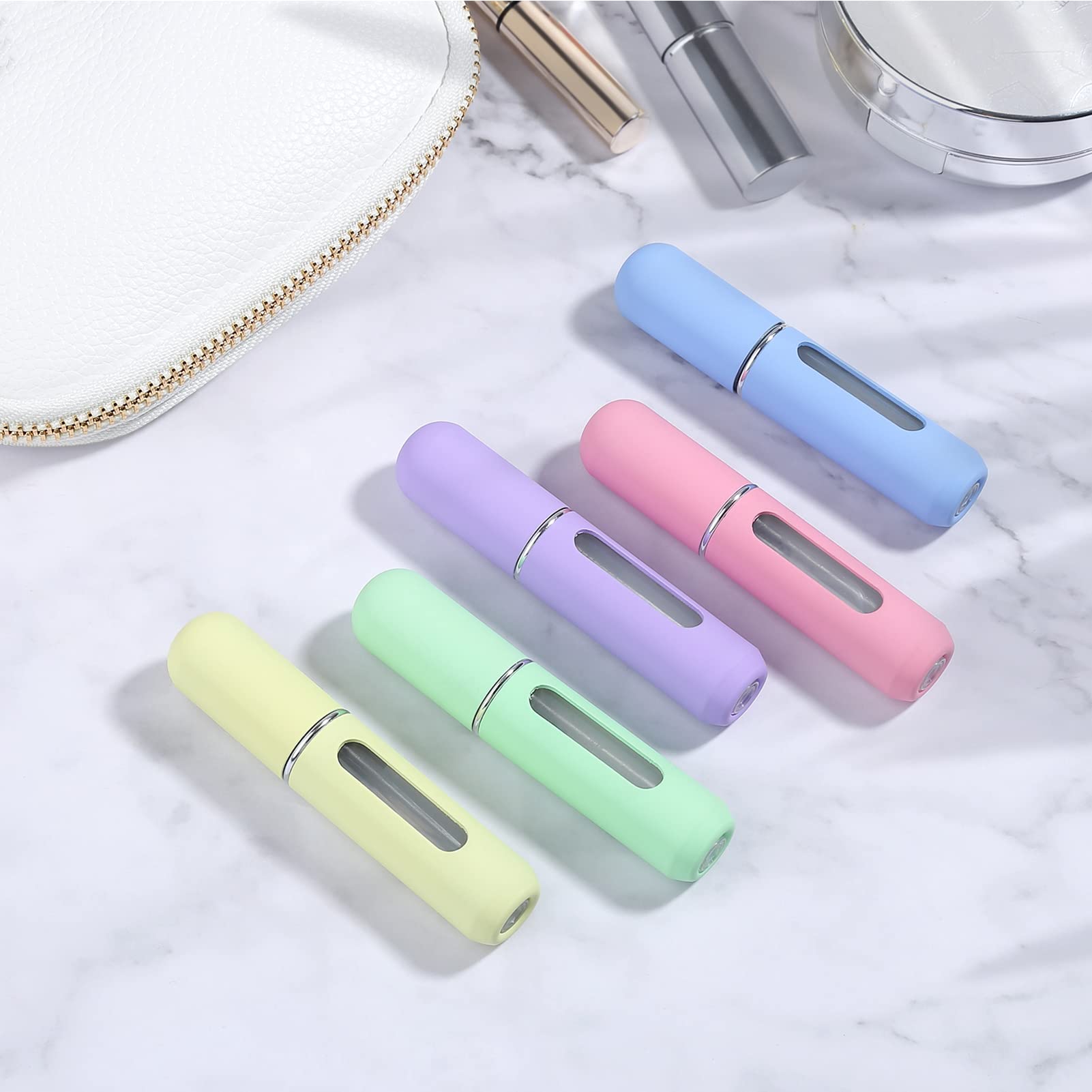 YOCASII 5pcs Refillable Perfume Bottle, Upgraded Atomizer Sprayer, Mini Cologne Travel Bottle Refillable, Pocket Perfume Dispenser Fill from Bottom, Portable Perfume Refillable Bottle for Travel