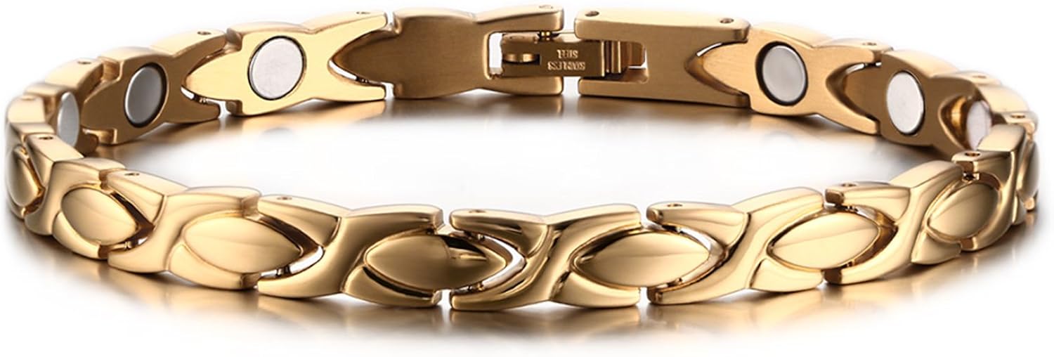 JewelryWe Schmuck Damen Armband, Elegant X Oval Link Charm