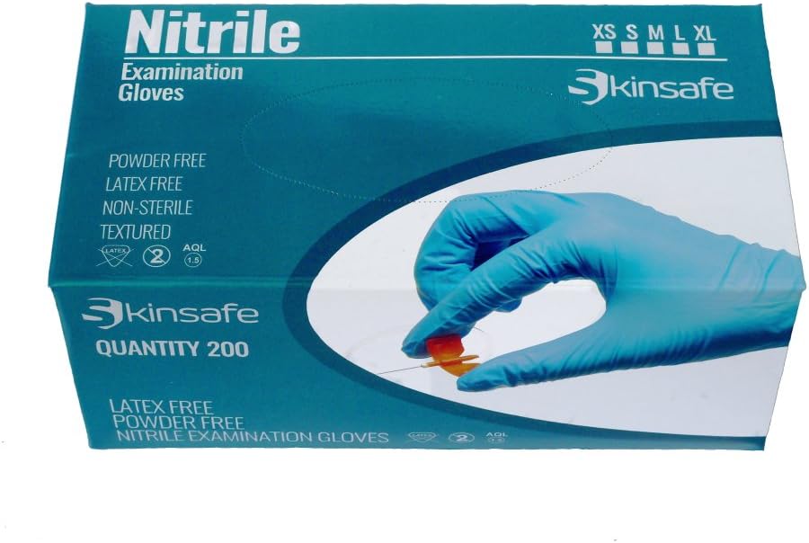Nitrile Disposable Gloves - Powder Free - Latex Free - Box of 200 - Medical Tattoo Auto or Household - Extra Small, Small, Medium, Large, Extra Large (Medium)