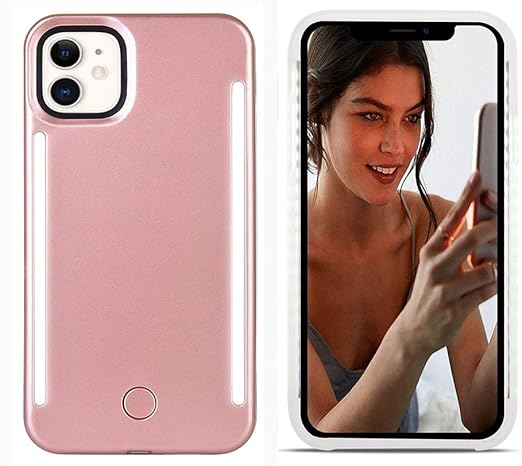 Amazon Com Lntech Selfie Light Up Case Compatible With Iphone 12 Iphone 12 Pro Rechargeable Led Light Up Flash Lighting Selfie Case Dual Side Flashlight Illuminated Cover Dimmable Switch Rose Gold