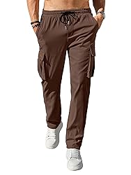 PLEPAN Men's Casual Cargo Pants Drawstring Hiking