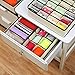 SONGMICS Closet Underwear Organizer Drawer Divider for Bras Panties Socks Ties, Set of 4, Beige URUS04M