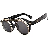 OWL Steampunk Retro Gothic Vintage Colored Metal Round Circle Frame Sunglasses Colored Lens