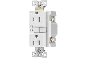 Eaton TRSGFA15W-M-L Self-test GFCI receptacle with audible alarm and mid size wall plate 15A 125V WH
