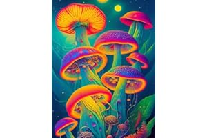 Suyaloo Mushroom Diamond Painting Kits for Adults - 5D Diamond Art Kits for Adults Kids Beginner,DIY Moon Round Full Drill Paintings with Diamonds Gem Art for Home Wall Decor 11.8x15.7inch