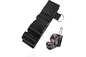 BIGCOON Car Seat Travel Belt to Suitcase,Car Seat Travel Strap to Convert Kid Car Seat and Carry-on Luggage to Airport Car Seat Stroller Carrier,Safe Travel Solution for Transport Car Seat (Black)