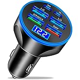 USB Cigarette Lighter Adapter with Voltage Display, Full PD 30W Multi Port USB Car Charger with Volt Meter, PD4.0/QC4.0/PPS/AFC Super Fast 12V Outlet for MacBook iPhone Galaxy Android Phones