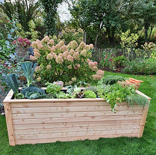 Koll Living Hochbeet aus Lärche, 190x100x65 cm, aus nachhaltiger europäischer Forstwirtschaft - nutzbar als Pflanzkasten, Kräuterbeet oder Anzuchtbeet - Lieferung inkl. Kleineisen und Pflanzfolie Grau – Bild 5