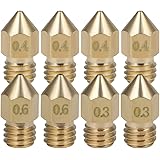 Haosegd 3D Printer Extruder Nozzles Premium 0.3mm 0.4mm 0.6mm 1.75mm Filament Extruder Print Brass Nozzle High Temperature Po