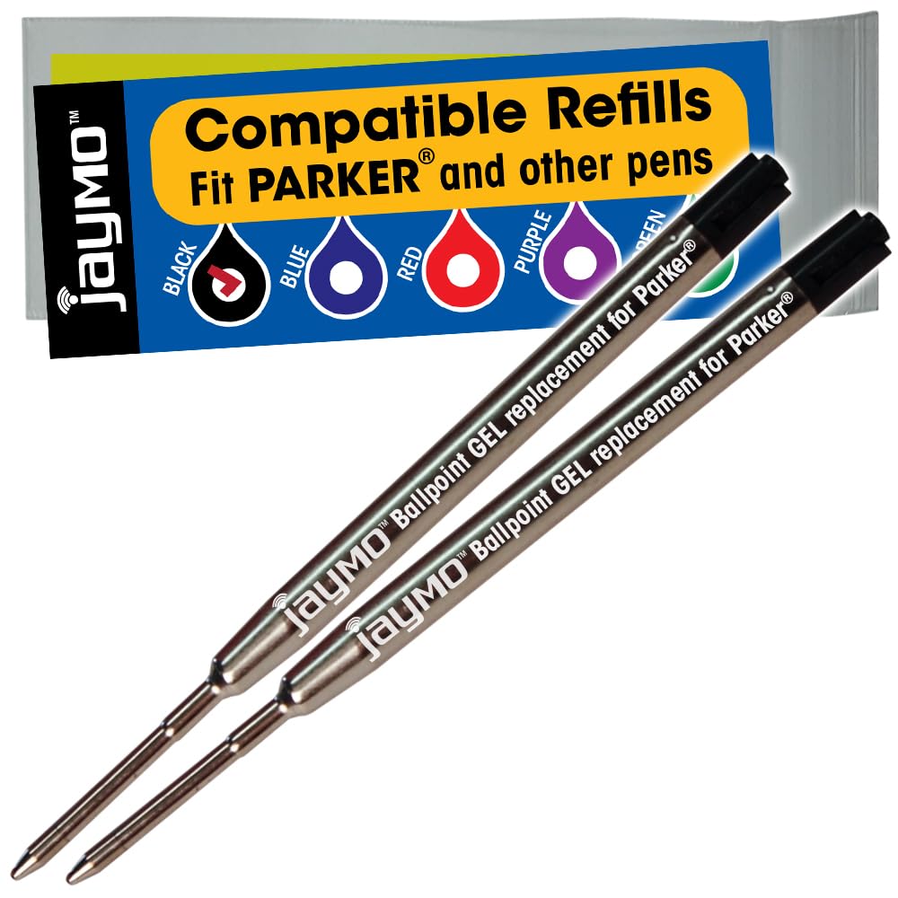 Jaymo Replacement for Parker 30525PP - Measures 3.875 in / 98 mm Long - G2 Gel Ballpoint Pen Refill - 2 Black โ image 1