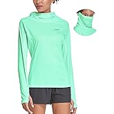 baleaf Women's Long Sleeve Rash Guard with Face Cover UPF 50+ Swim Shirts Sun Hoddie Lightweight Quick Dry Hiking Tops