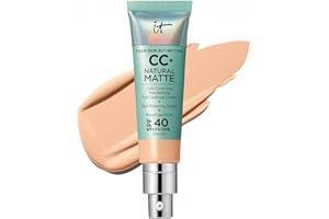 IT Cosmetics CC+ Cream Natural Matte - Poreless Full Coverage Foundation With SPF 40, 16HR Shine Control, Color-Corrector, Skin-Balancing Serum, Sweat-proof, Noncomedogenic for Oily Skin - 1.08 fl oz