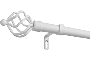 EXCLUSIVE HOME CURTAINS Exclusive Home Torch 1" Indoor/Outdoor Curtain Rod and Finial Set, Matte White, Adjustable 84"-160"