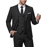 MY'S Men's 3 Piece Suit Slim Fit Solid Color Jacket Vest and Pant with Tie | Two-Button Suits for Men, 30+ Colors, 3D Cut Notch Lapel, Ideal for Hunband and Son, Prom Party Wedding and Business