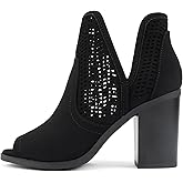 Soda Cathy ~ Women Peep Toe Closed-Back Geometric Cut High Heel Ankle Boots