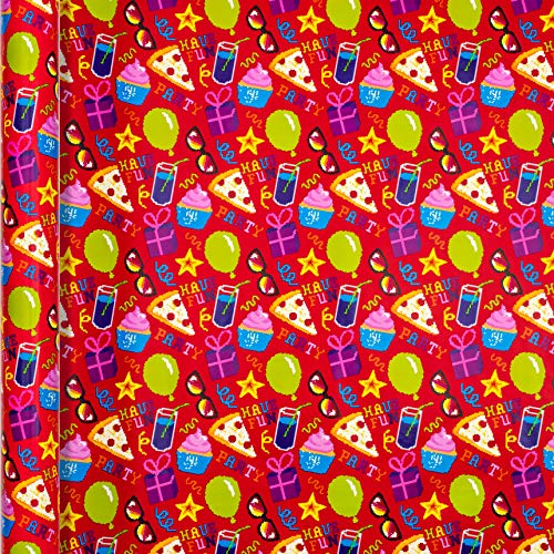 BWLOIES - Juego De Papel De Regalo Para Cumpleaños, Diseño De Cumpleaños Con Etiquetas Y Cinta, Para Niños, Hombres, Niñas Y Mujeres