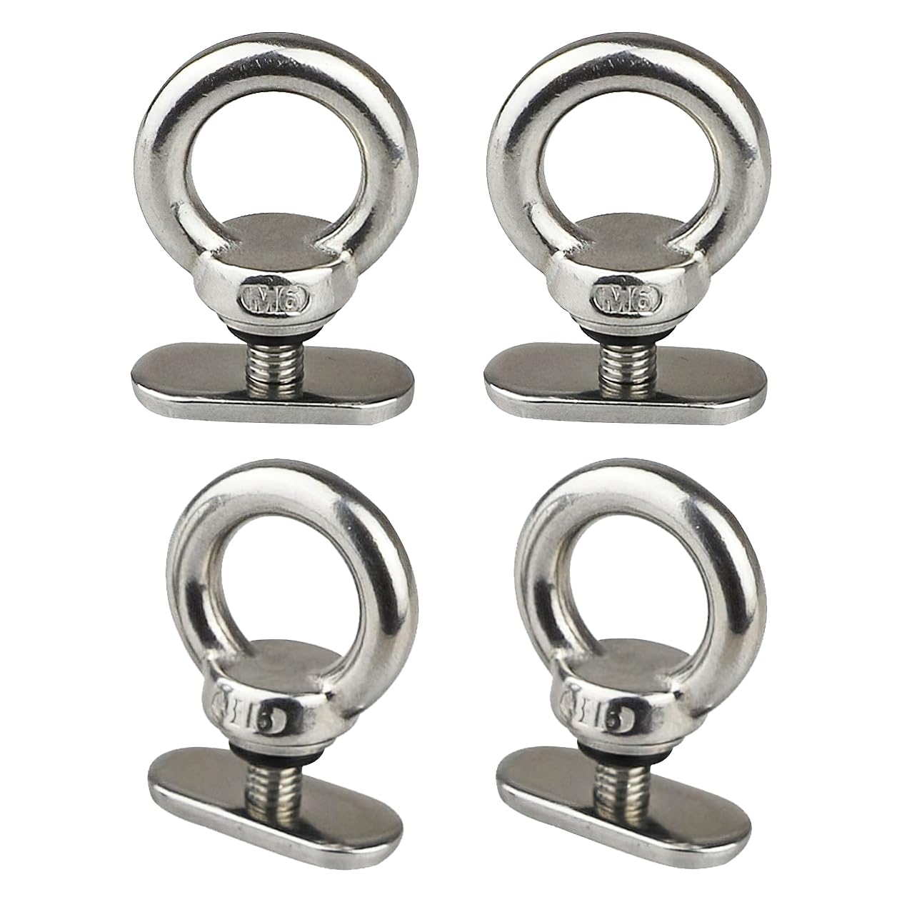T Track Mount Tie Down Eyelets 4Pcs Set - M6 Bolt, 316 Stainless Steel, Hold Your Bungee Cord or Ropes Up to 16mm, T Slot Roof Rack Accessories, Kayak Track Parts