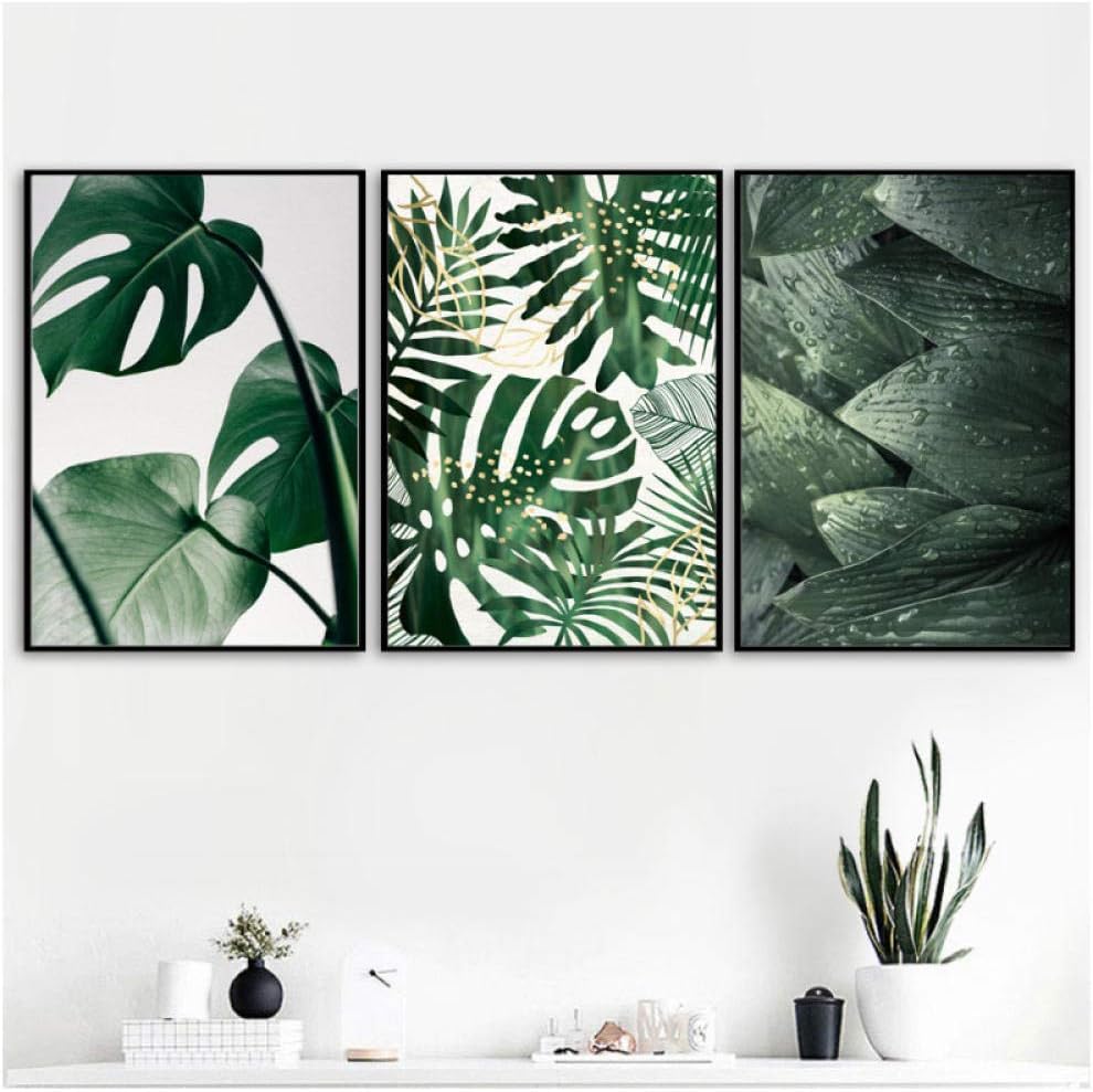 Nicole Knupfer 3-teiliges Poster-Set – Grüne Blätter, Minimalistisch