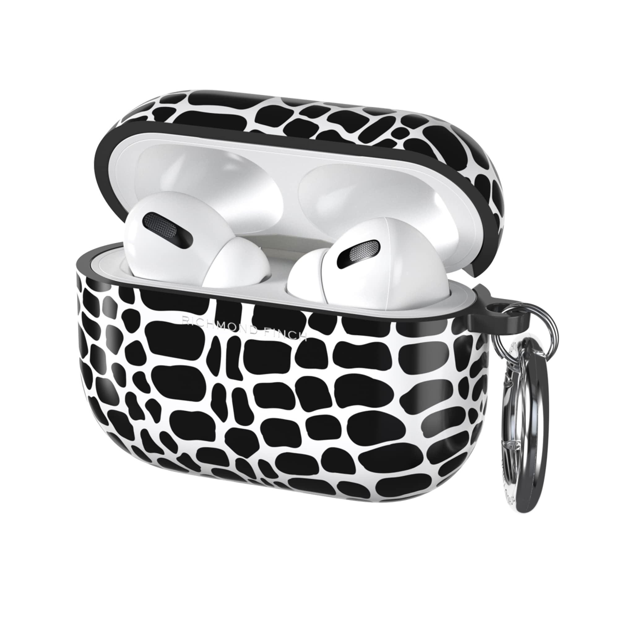 Richmond & Finch Compatible with Airpods Pro Case, Black Croc Design, Shockproof, Scratch Resistant, Wireless Charging Compatible, Fully Protective Cover for Airpods Pro