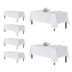 sancua White Tablecloths for 8 Foot Rectangle
