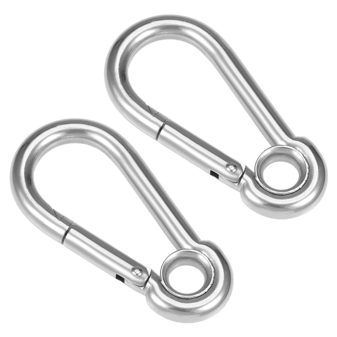 sourcing map Carabiner Snap Hook, 2.71"/69mm 304 Stainless Steel Carabiner Spring Snap Link Hook Clip Keychain 2Pcs